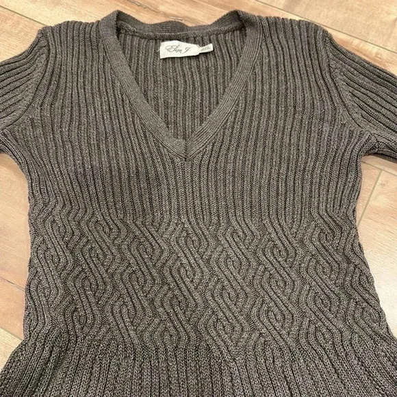 Eliza J Fit and Flare Cable Knit Ribbed Sweater Dress Gray Sz S - Picture 6 of 12